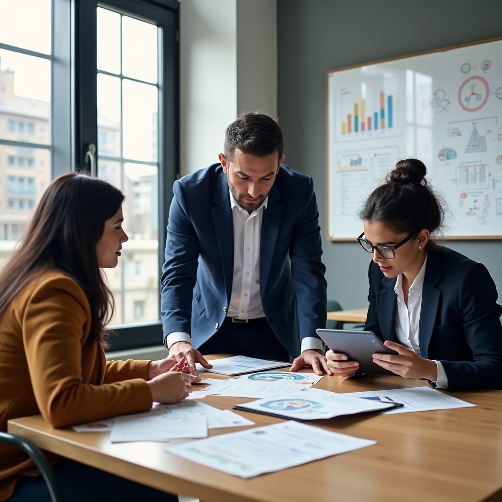 Educational team working on content development